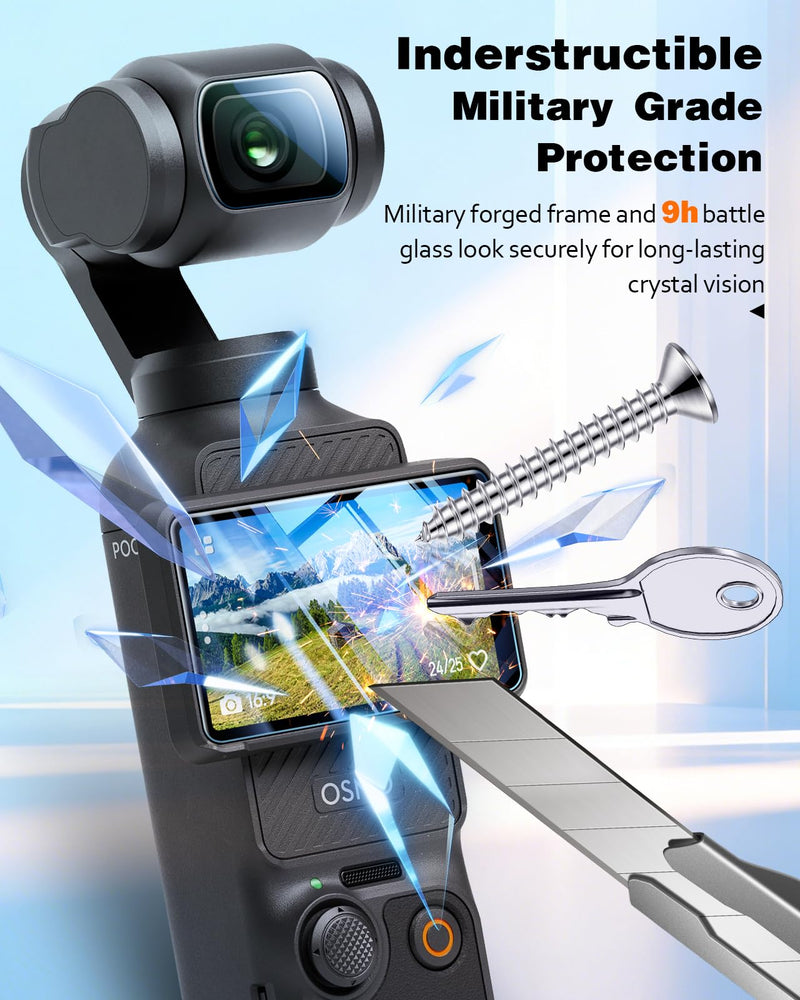 LK 2+2 for DJI Osmo Pocket 4/3/Xtra Muse Screen Protector+Lens Protector | Top 9H Tempered Glass, Anti-Reflective film HD Ultra-thin, Touch Sensitive Clear