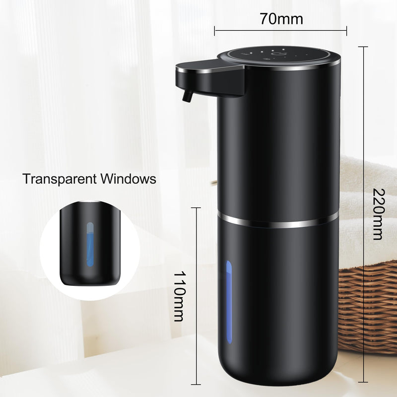Automatic Soap Dispenser Touchless Automatic Liquid Soap Dispenser 4 Adjustable 1200mAh Soap Dispensing Levels Wall Mount for Kitchen and Bathroom Black Gel
