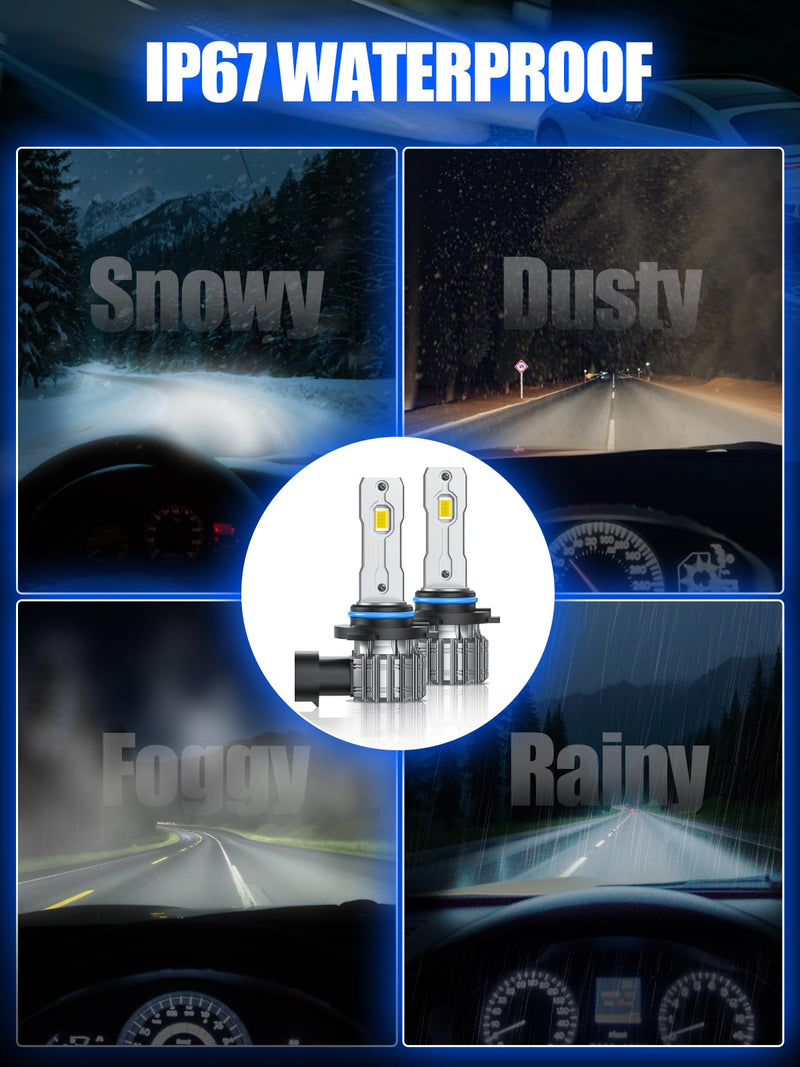 9006/HB4 LED Bulbs, 9006 Fog Lights Bulb, 30000LM 6000K Cool White Fanless 1:1 Mini Size, Plug and Play, Pack of 2