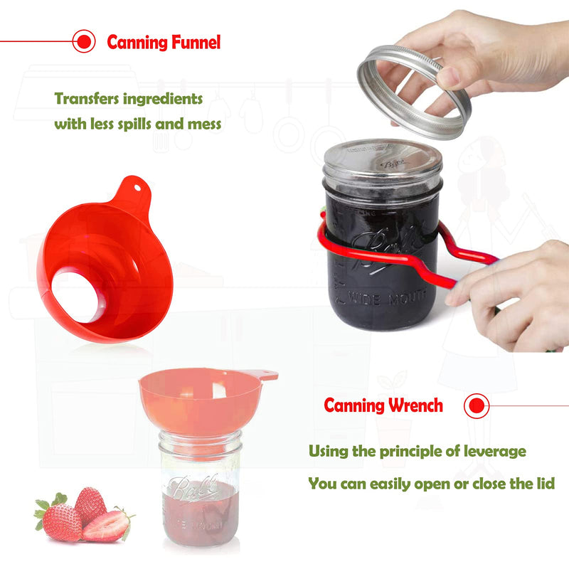 Canning Supplies Kit - 9 Piece 430 Stainless Steel : Rack,Funnel,Jar Lifter,Jar Wrench,Lid Lifter,Tongs,Spoon,Cleaning Brush/Bubble Remover Tool.Suitable for all beginners and professionals