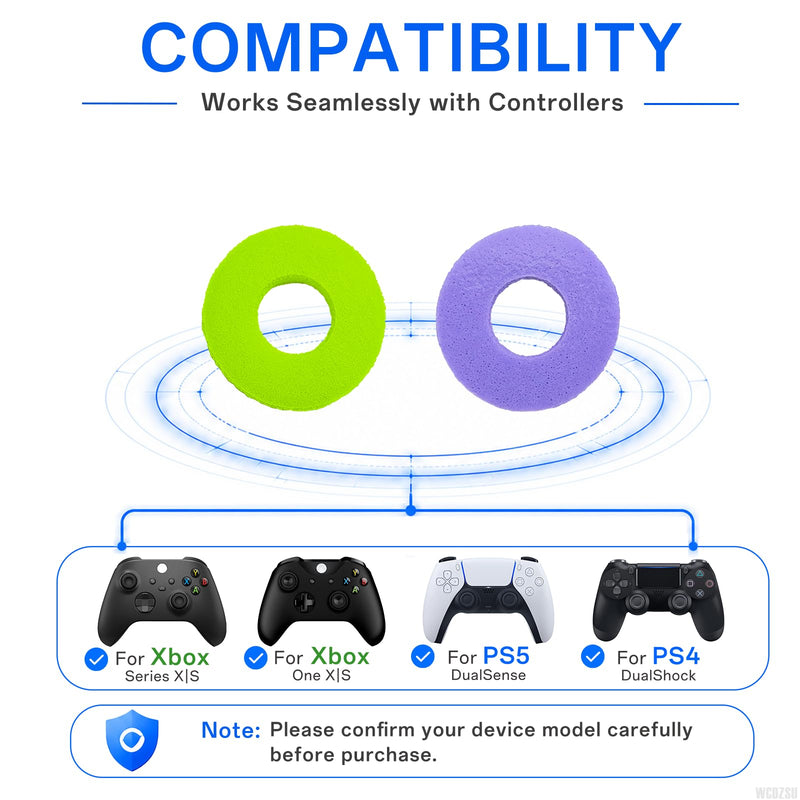 WCDZSU 6 PCS Precision Rings Kit for PS5/PS4 for Xbox One/Series Controller | Soft Silicone Rings, Aim Assist Motion Ring Accessories Kit for Enhance Accuracy & Control (Green/Purple/Orange)