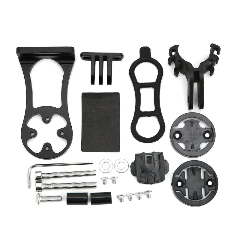 Bike Computer Mount, Extended Bicycle GPS Mount with CNC Alloy Body and Plastic Adapters for Edge Bryton CatEye Series, Compatible with Handlebar Diameter Less Than 38mm (Black) Black