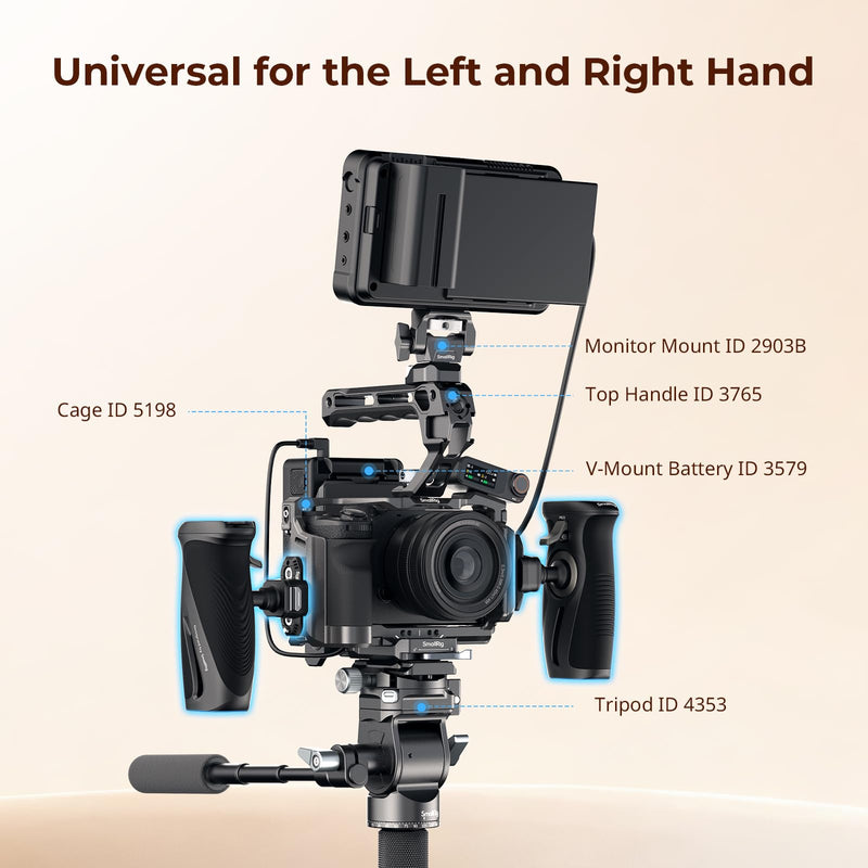 SMALLRIG Rotating Side Handle with HawkLock H21 Quick Release NATO Clamp, Includes H21 NATO Rail, 360° Adjustable, 15kg/ 33lb Load, Ergonomic Silicone Grip