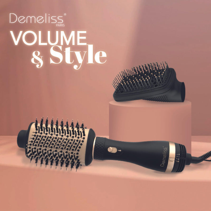 Demeliss Saint Algue Volume and Style Hair Dryer Interchangeable Heads Volumising and Dryer Electric Device with Nylon Clips Tourmaline Ceramic Coating