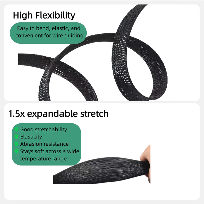 32.8 ft Nylon Hydraulic Hose Protector Sleeve Flame-Retardant, Tig Torch Cable Cover, Black Protective Cover Hose Sheath, Flexible Cutting Sheath Sleeve Management Wrap for Cord Tig (1.5 Inch Id)