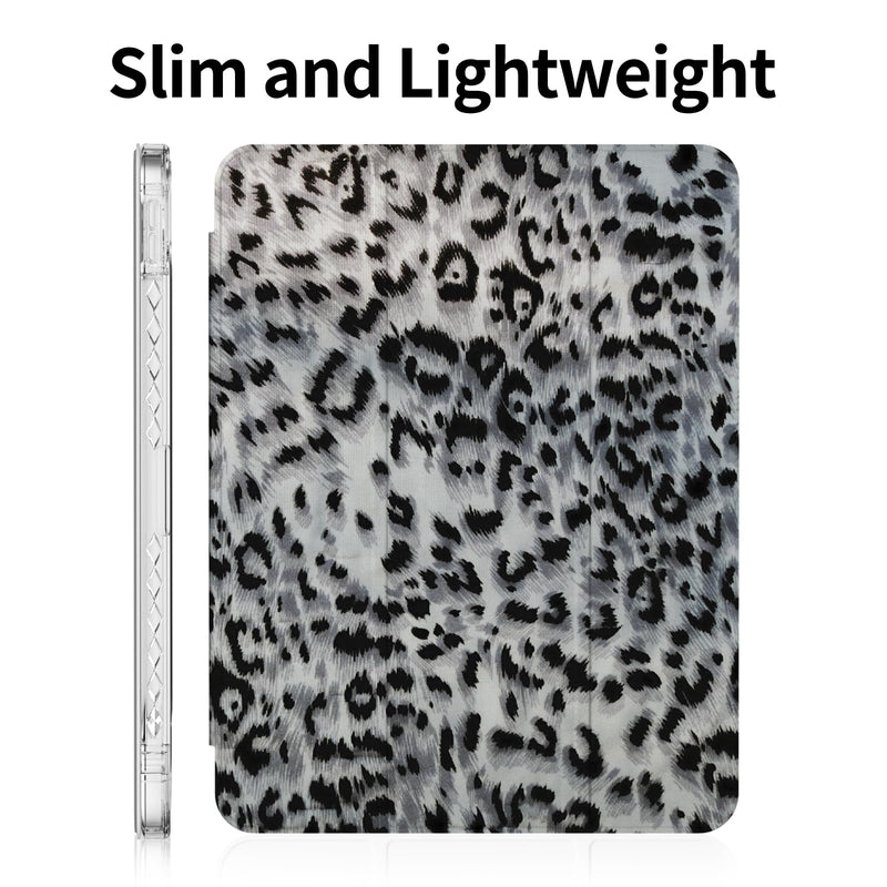 Case for iPad Air 11 Inch M4/M3/M2(2026/2025/2024), iPad Air 5th/4th Generation 2022/2020 10.9" Case, Stable Trifold Stand with Pencil Holder, Shockproof Clear Cover, Grey Leopard