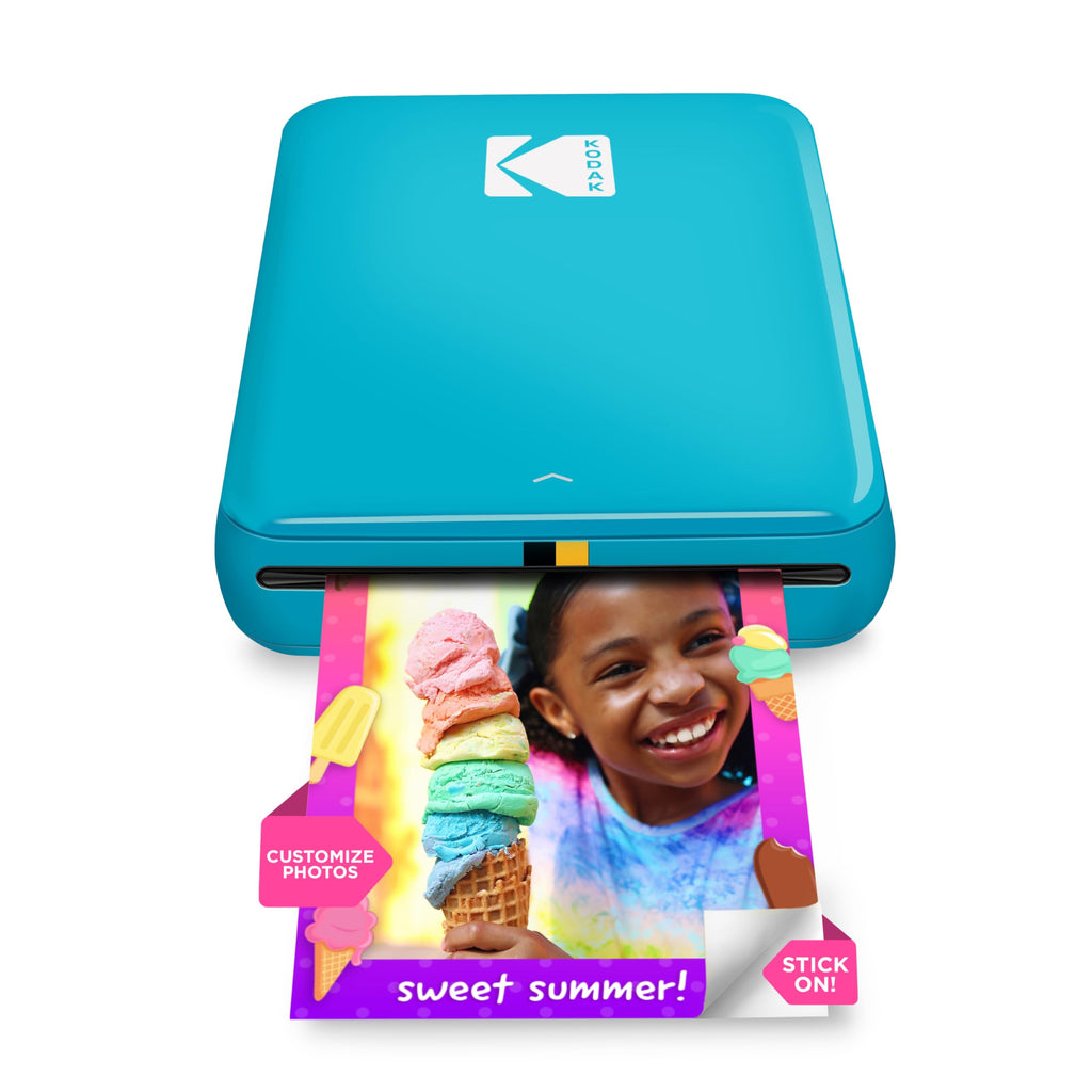 KODAK Step Instant Smartphone Photo Printer - Portable Mini Color Wireless Mobile Printer - Zink 2x3” Sticky-Back Photos - Bluetooth Compatible with iOS & Android Devices - Fun Editing App - Blue