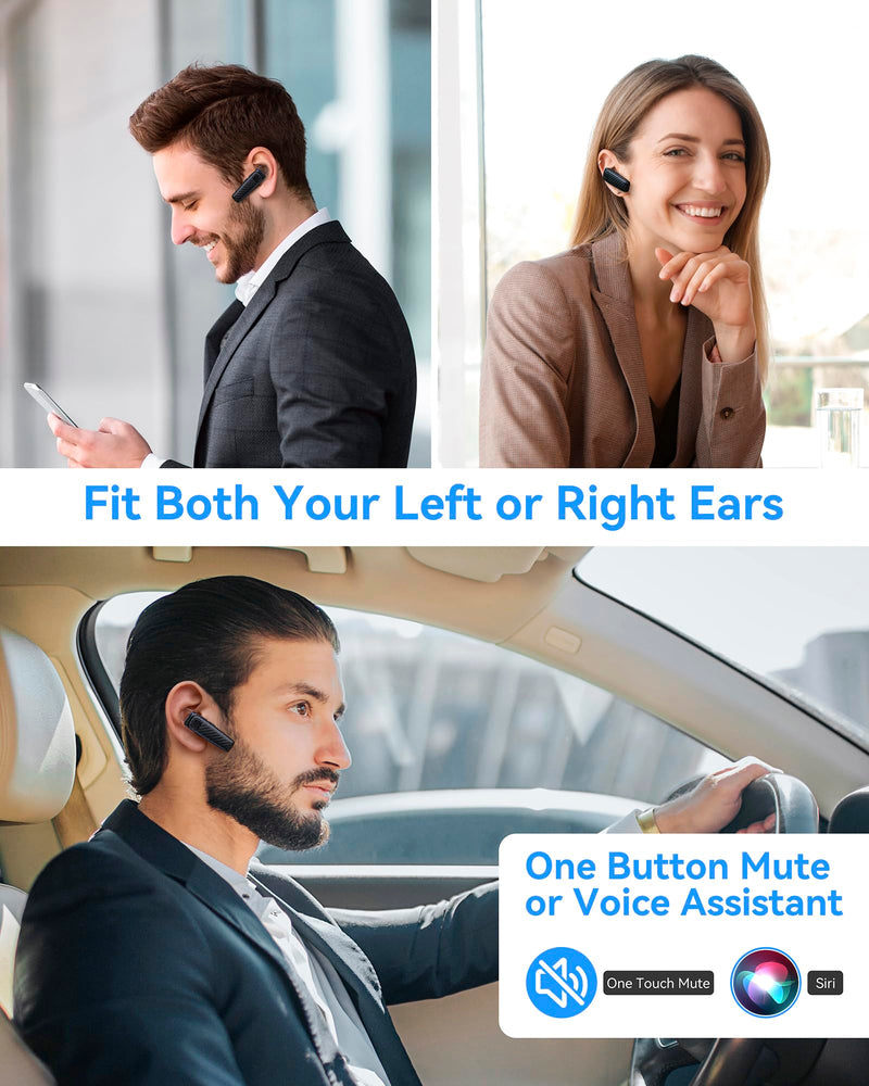 S525 Bluetooth 5.1 Wireless Earpiece, 16Hrs HD Calling, CVC8.0 Noise Cancelling, Hands-Free, Black S525-black