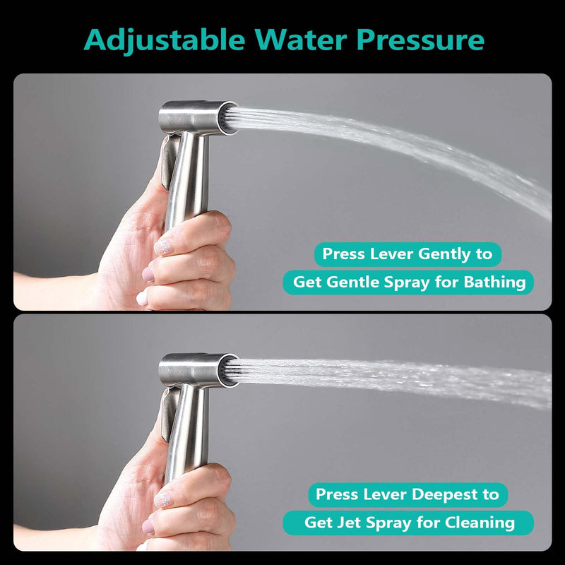 BARROCK Bidet Sprayer for Toilet, Handheld Jet Spray for Existing Toilets with Bidet Hose, Adjustable Water Pressure Muslim Shower, Stainless Steel Cloth Diaper/Feminine Wash Sprayer Brushed Nickel 1