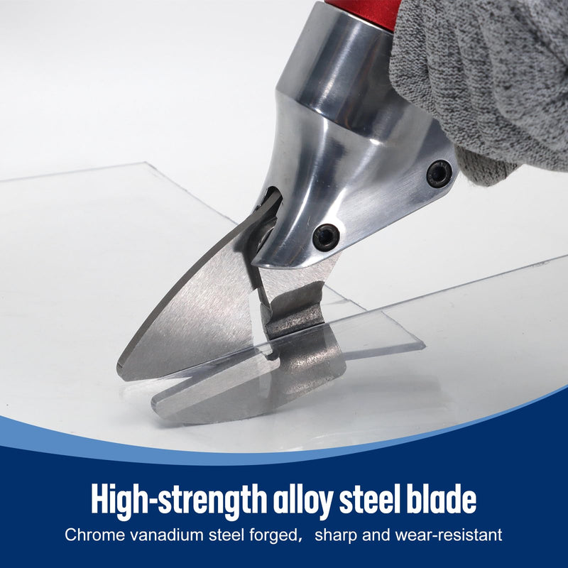 VlOXO Metal Shears Drill Attachment,Sheet Metal Cutter with 360 Degree Pivoting Handle Professional Sheet Metal Tools for Cut Steel, Sheet Metal Cutter Drill Attachment Can Curved and Straight Cutting Red