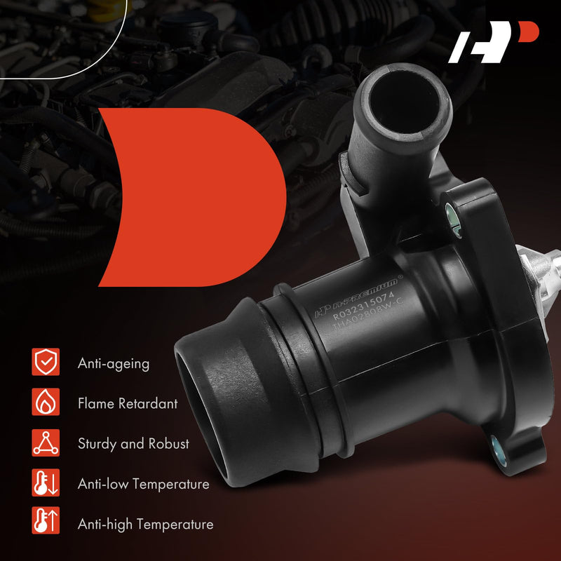 A-Premium Thermostat Housing Assembly W/Sensor & O-Ring & Gasket & Thermostat [4Cyl 1.4L] Compatible with Chevy Sonic 12-19, Cruze 11-15, Trax 13-19 & Buick Encore 13-19, Replace# 55579010, 55565336