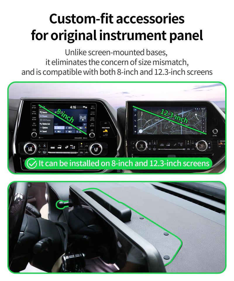 Wireless Charger Car Phone Holder for Toyota Highlander/Hybrid 2020-2026 | 8/12.3" Screen, Auto Clamp Cell Phone Mount Accessories 15W Qi Fast Charging Stand Compatible with iPhone Android, GPS Cradle