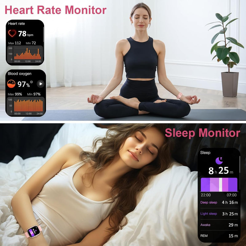Smart Watch for Men Women (Answer/Make Call), 2025 New 1.91" HD SmartWatch, Fitness Watch with 120+ Sport Modes, IP68 Waterproof, Heart Rate/Sleep Monitor, Pedometer, Activity Tracker for Android iOS pink