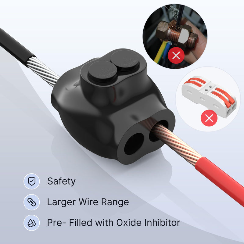 RVBOATPAT 2 Port Insulated  Splice Connector 2-14 Gauge Aluminum to Copper Wire Connectors 5/32" Slotted Allen Hex Dual Entry Splice Electrical Connector Dual Entry 2 Port 2-14 AWG