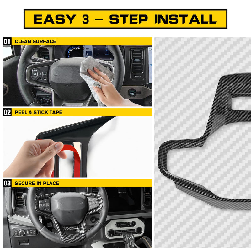 Steering Wheel Trim Cover for Ford Bronco 2021-2025, Steering Wheel Panel Trim 2022 2023 2024 Interior Accessories (Not fit Bronco Sport)