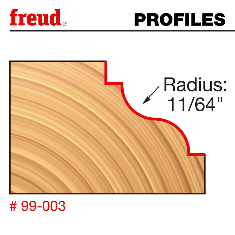 Freud 99-003: 1-5/8" (Dia.) Double Fillet Ogee Bit with 1/2" Shank