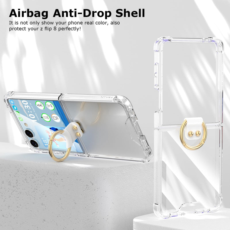 Designed for Samsung Galaxy Z Flip 8 Case Clear with Ring | Anti-Fall Shockproof Protective Phone Cover Case for Z Flip 8 Case 5 G Clear