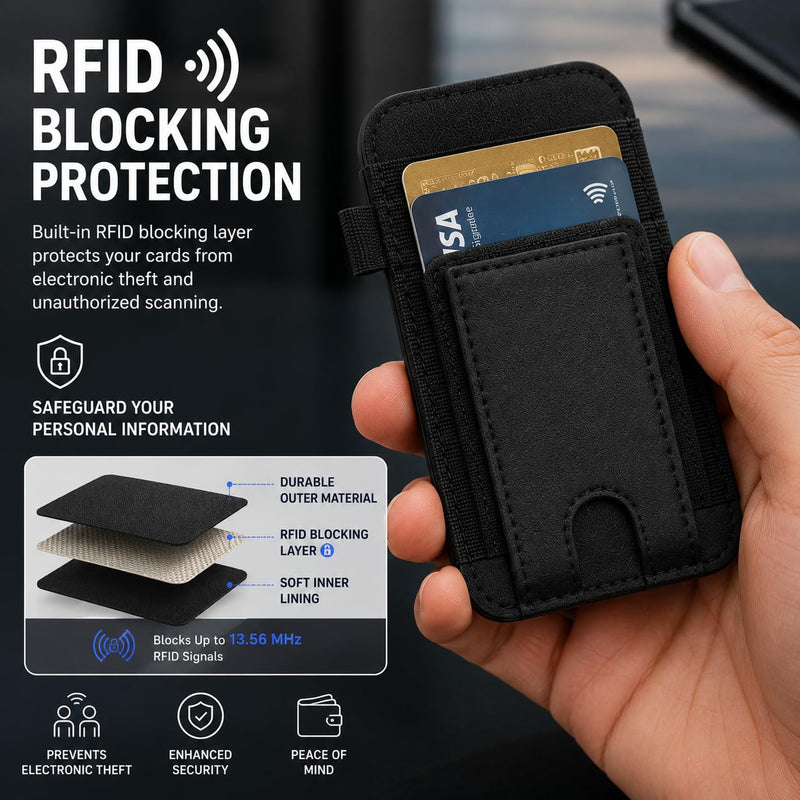 for MagSafe Wallet 5 Card Holder with RFID Blocking, Compatible Magnetic Card Holder for iPhone 17/16/15/14/13/12 Pro Max Plus Air Series with 2 Card Slots - (Black)