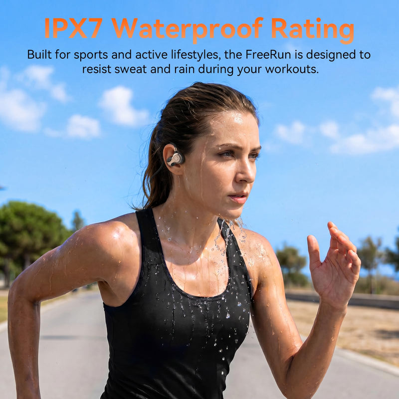OHAYO Open Ear Headphones, Bluetooth 6.0 Air Conduction Sports Earbuds, 19g | Lightweight Wireless Earphones for Running, Cycling & Workouts, IPX7 Waterproof Headset, Built-In Dual-Mic, FreeRun F5, Black