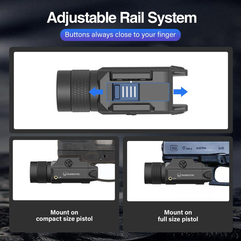  [AUSTRALIA] - DARKFANG Tactical Flashlight and Red Laser Light Combo 1500 Lumen for Shotgun/Pistol Light with Momentary/Strobe Function for 1913 Picatinny Rail