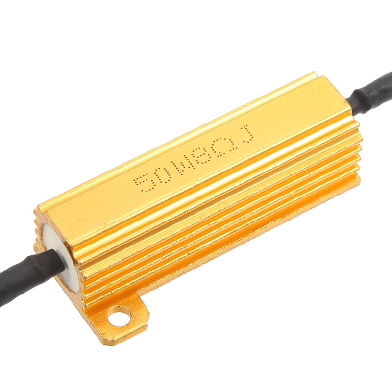 X AUTOHAUX 2Pcs 9005 H10 9006 HB4 LED Headlight Load Resistor Kit Dual 50W 8ohm Anti-flicker Relay Error Free Decoder Warning Canceller Fog Bulbs Harness Adapter