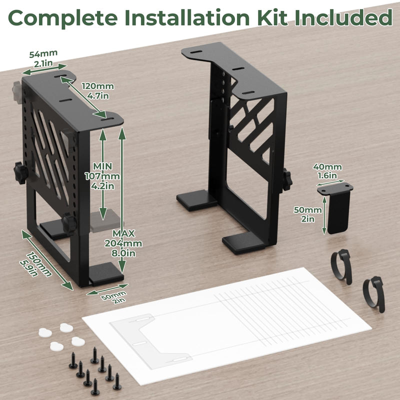 Under Desk Mount Compatible with NAS, PC, CPU, SFF PC(Small Form Factor), Xbox Series X Holder Under Desk with Cable Straps, Adjustable Height, Space Saving