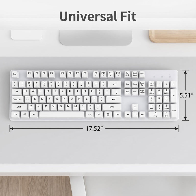 Clear Keyboard Protector, Silicone Waterproof, 17.52x5.51 | Clear silicone keyboard protector shields desktop keyboards from spills and dust while maintaining typing comfort