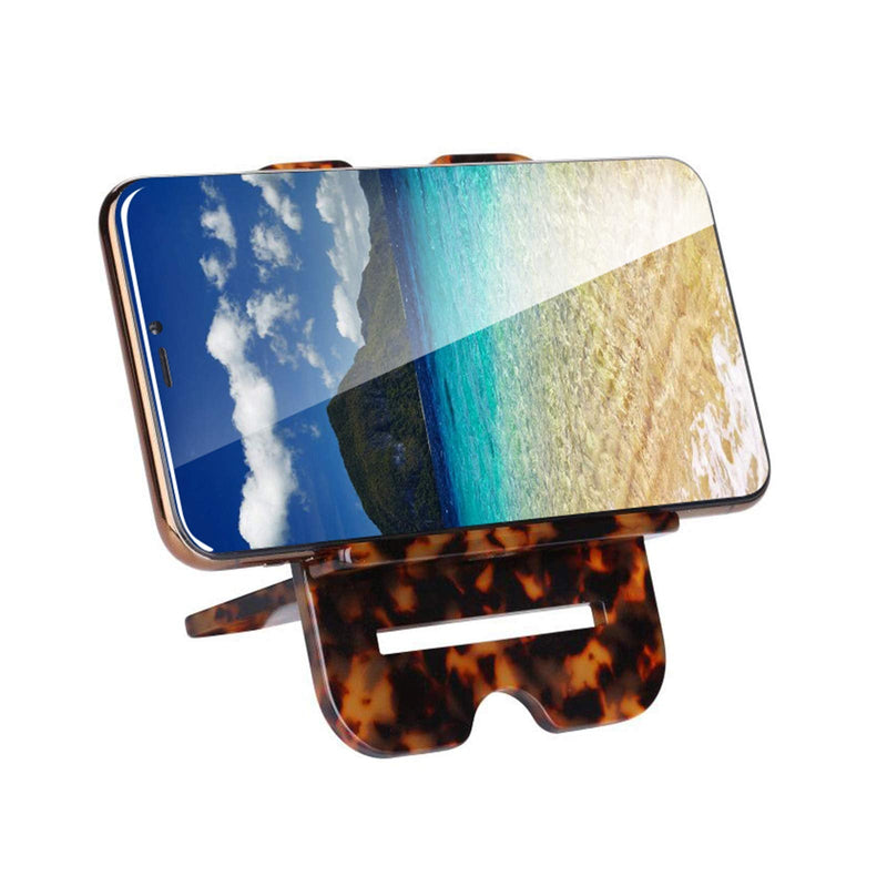 Resin Cell Phone Stand, Phone Dock, iPad, Samsung Tabs and Other Devices (4-12.9"): Cradle, Holder, Stand for Office Desk (Tortoise-Tone) Tortoise-Tone