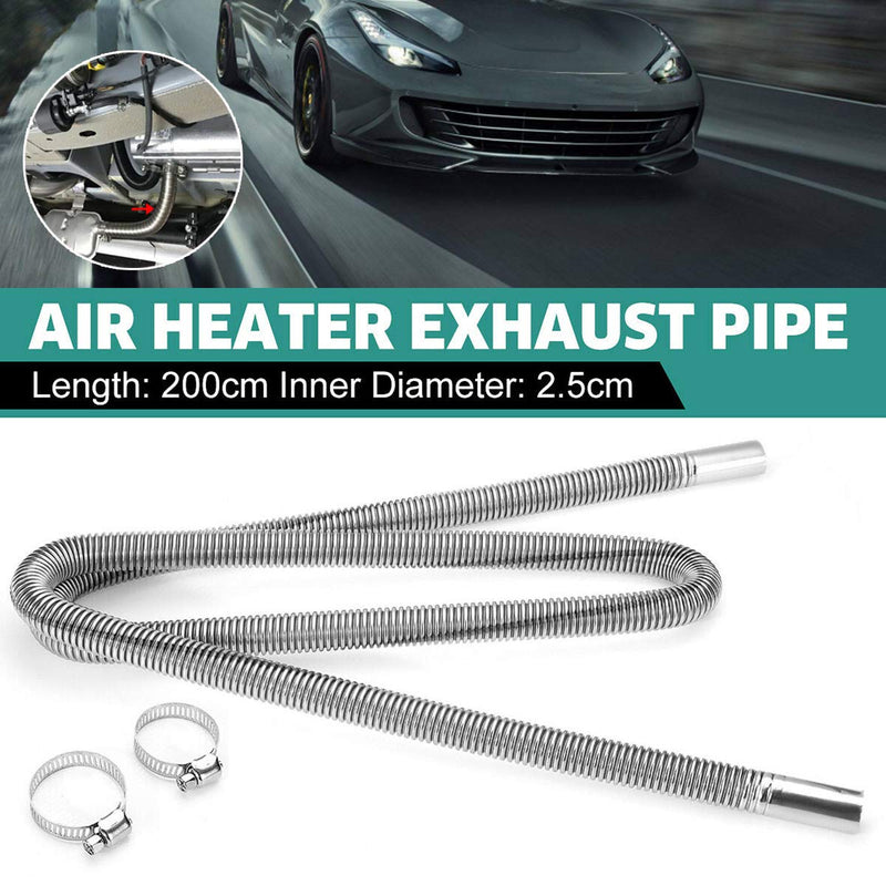 COLOR TREE 78.7inch Universal Stainless Steel Exhaust Pipe 1inch ID Parking Air Heater Tank Diesel Gas Vent Hose Length for Car Truck 2M / 2.5CM