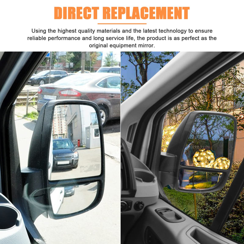 Compatible With Ford Transit T150 T250 T350 2015 2016 2017-UP Passenger Right Side Mirror Glass, Lower Tow Mirror with backing plate, Replace BK3Z17K707B Lower - Passenger Side (Right)