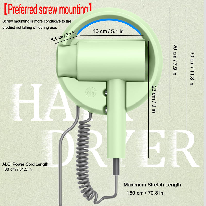 Hotel Wall Mounted Hair Dryer for Bathroom，Professional Ionic Hair Dryer Salon，Fast Drying Negative Styling Blow Dryer，Restroom Choice Blow Brush，Fast Drying.Intelligent Drying, no Heat Damage Silver White