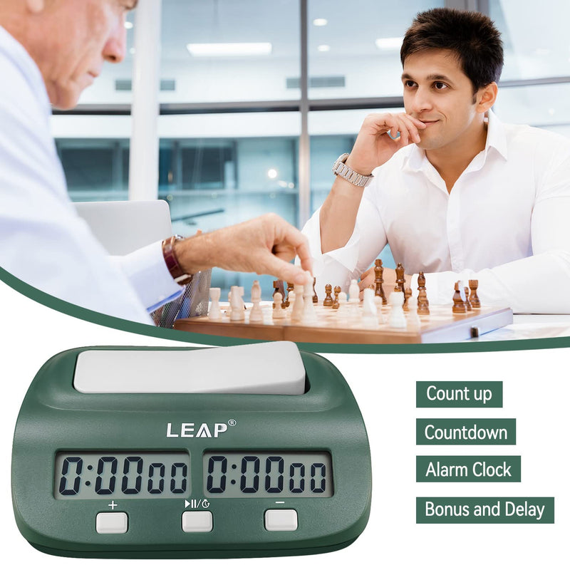 LEAP Digital Chess Clock Timer - I-GO and Chinese Chess with Bonus and Delayed Time Features (Blackish Green) Blackish Green