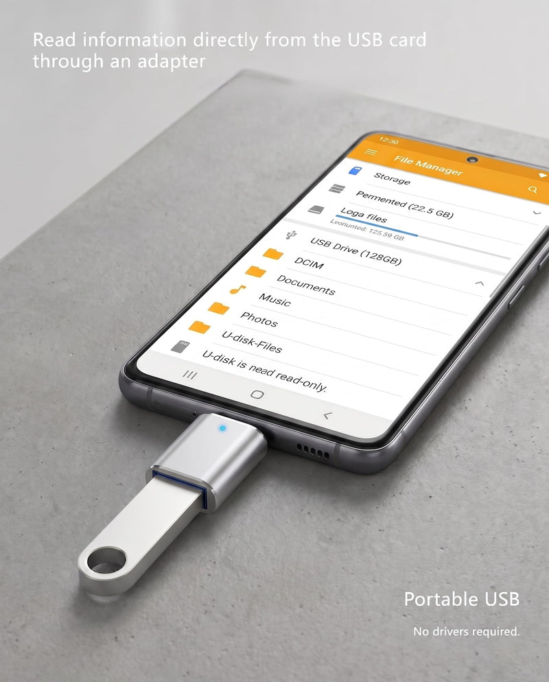 USB C to USB A 3.0 OTG Adapter, Silver, 3 Pack for Data Devices | Instantly connect keyboards or flash drives to your laptop or phone. LED indicator confirms sync status. Compact space-saver. 3-Pack