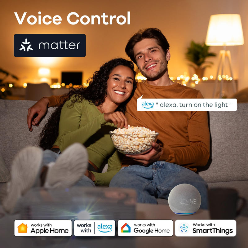Linkind Matter Smart Light Bulb, ST19 (ST58) Smart Edison Bulbs, 2700K-6500K Warm White to Daylight E26 LED Bulb 8W 60W 800LM, Work with Alexa, Google/Apple Home, SmartThings, 2.4GHz WiFi, 4 Pack 4 Pack Matter