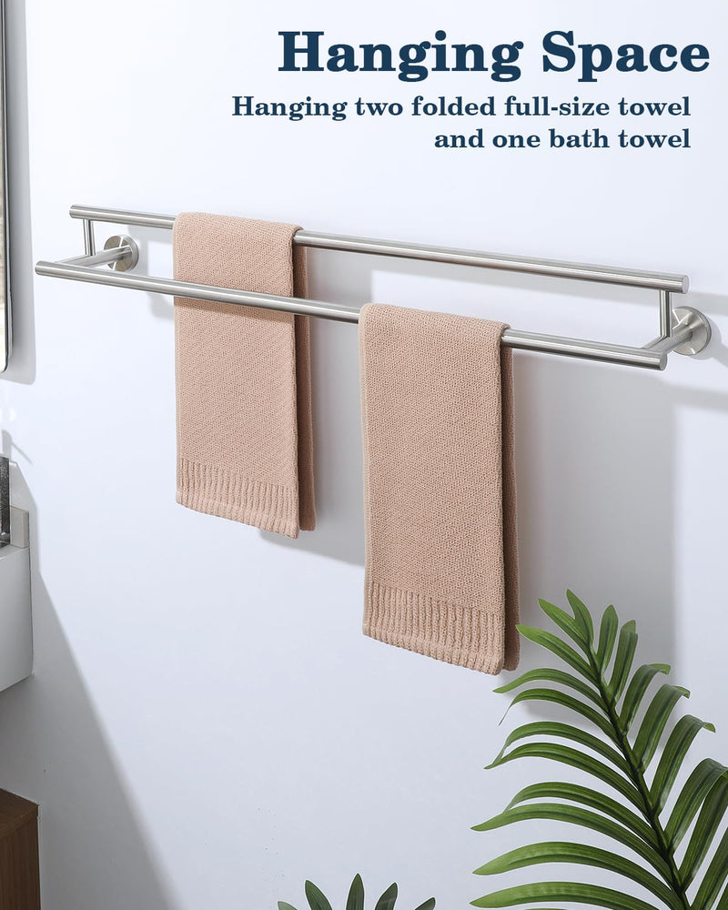 Alise Double Towel Bar Brushed Nickel,32" Towel Racks for Bathroom Wall Mounted,Bathroom Towel Rack SUS304 Stainless Steel Bathroom Towel Holder Quick Drying Hand Towel Holder Towel Bar for Walls 32-Inch (2-Bars)
