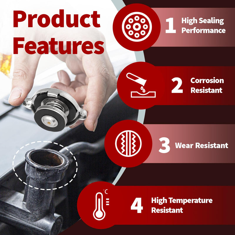 2 Pcs 16 PSI Radiator Cap Replacement for Dodge Ram 1500, Stainless Steel Engine Radiator Seal Cap, Compatible with Dodge Ram 2500 Jeep Grand Caravan Avenger