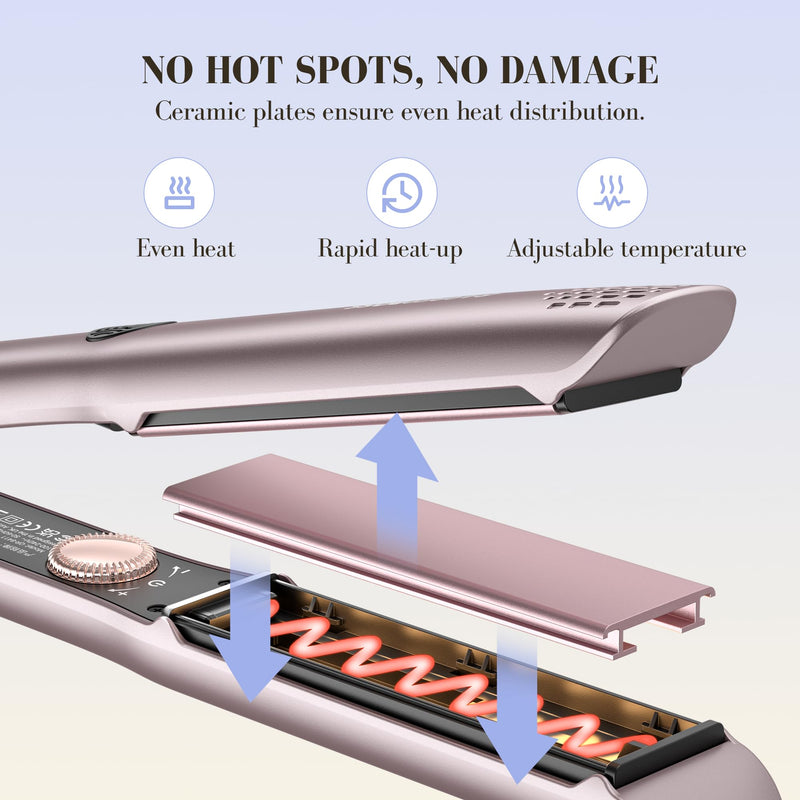 BarberBoss Hair Straighteners for Women, Precision Ceramic Hair Straightener with Floating Plates, Negative Ion & Keratin Technology, LED Temperature Control, Flat Iron for Straightening, QR-8412