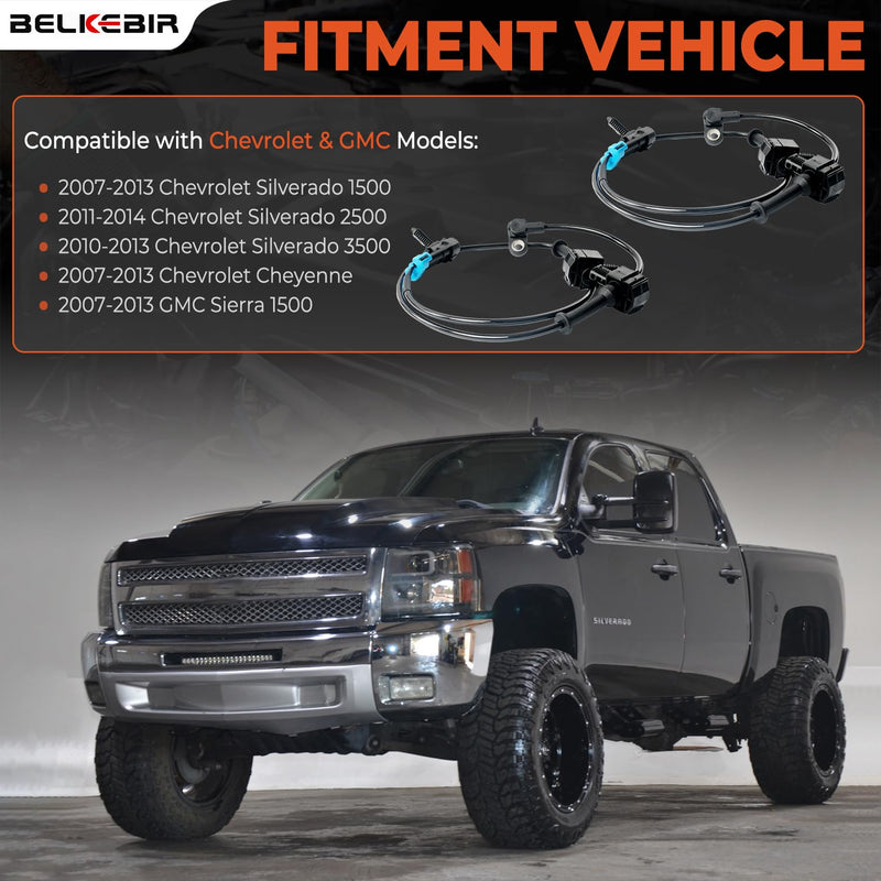 Rear ABS Wheel Speed Sensor Left & Right Compatible with 2007-2013 Chevy Silverado 1500 2500 3500, GMC Sierra 1500, Chevy Cheyenne Replace ALS1757 20938121 10384745 15872664 SU9441 5S7975 2ABS0171