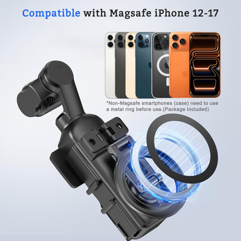 Magnetic Mount Stand for DJI Osmo Pocket 3/4/4P Accessories | Multi-Angle Adjustable Expansion Phone Bracket w 1/4 Hole & Cold Shoe/GoPro Mount, for Vlog Live Stream Outdoor Shooting