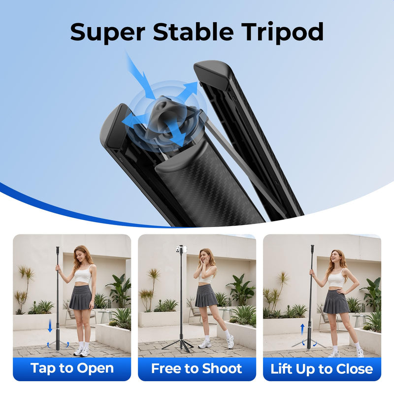 Kaitezenz 0.01s Auto Pop Open 63" Phone Tripod for iPhone with Remote, Selfie Stick Tripod Stand Extendable with Cell Phone Clip, Compatible with iPhone for Travel Video Recording Live Stream Vlog