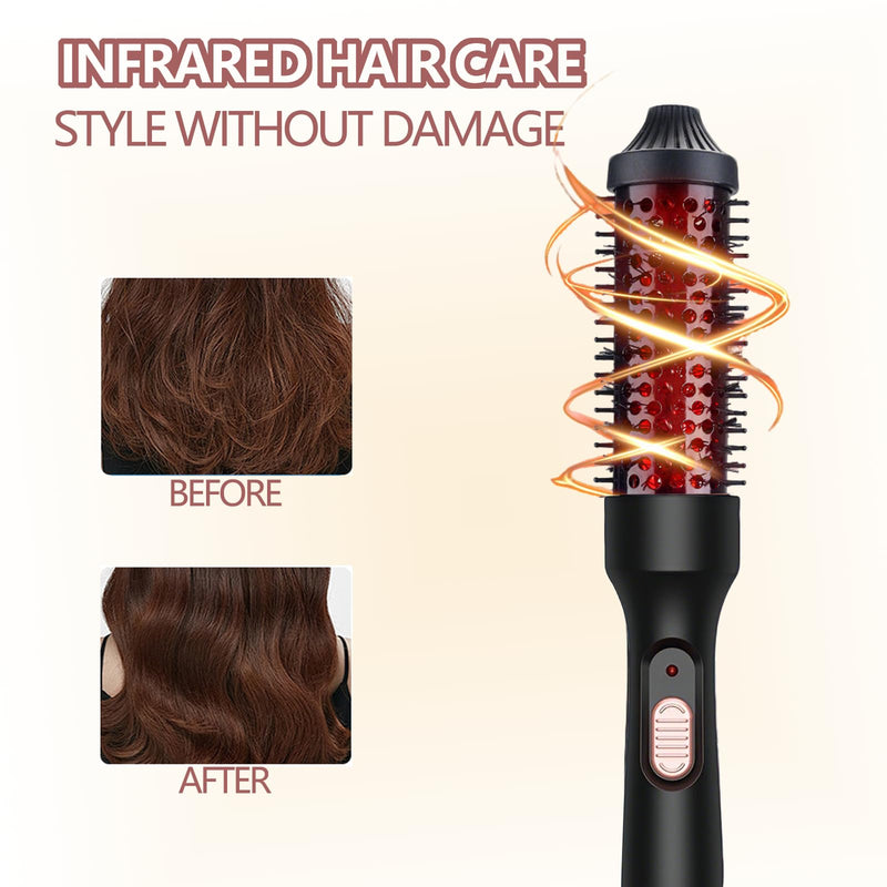 Ionic Thermal Round Heated Hot Brush - 38mm/1.7 Inch Barrels, 5 Temperature Settings, Natural Curls & Shinier Hair, Dual Voltage, UK Plug, Professional Hair Styler