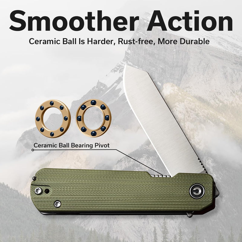 CIVIVI Sendy 3 In 1 Multitool Pocket Knife With Tweezers and Toothpick, Ben Petersen designed Folding Knife for EDC Camping Daily Use, Perfect Gifts for Men Women C21004B-1 Green/Red