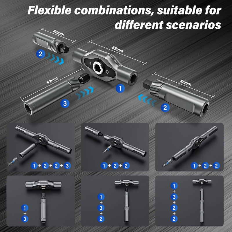 42 in 1 Magnetic Screwdriver Set, Multi Bit Ratcheting Screwdriver Set T Handle Repair Tool Kit for Furniture, Computer, Bicycle and DIY for Christmas Gifts Ratchet Screwdriver