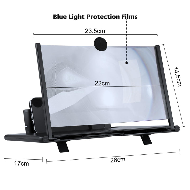 Phone Screen Magnifier- HD 3D Mobile Screen Amplifier for Video,Movies - Foldable Cellphone Stand with Screen Enlarger for All Smartphones (White) White