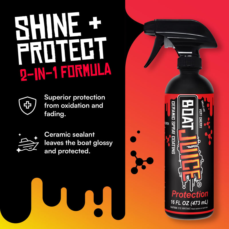 Boat Juice Protection Boat Ceramic Coating | Boat Wax Spray, Marine Ceramic Coating | Superior Shine + Protection | Very Cherry Scent | Marine Detailing & Cleaning Supplies | Made in USA (16oz) 16 Fl Oz (Pack of 1)
