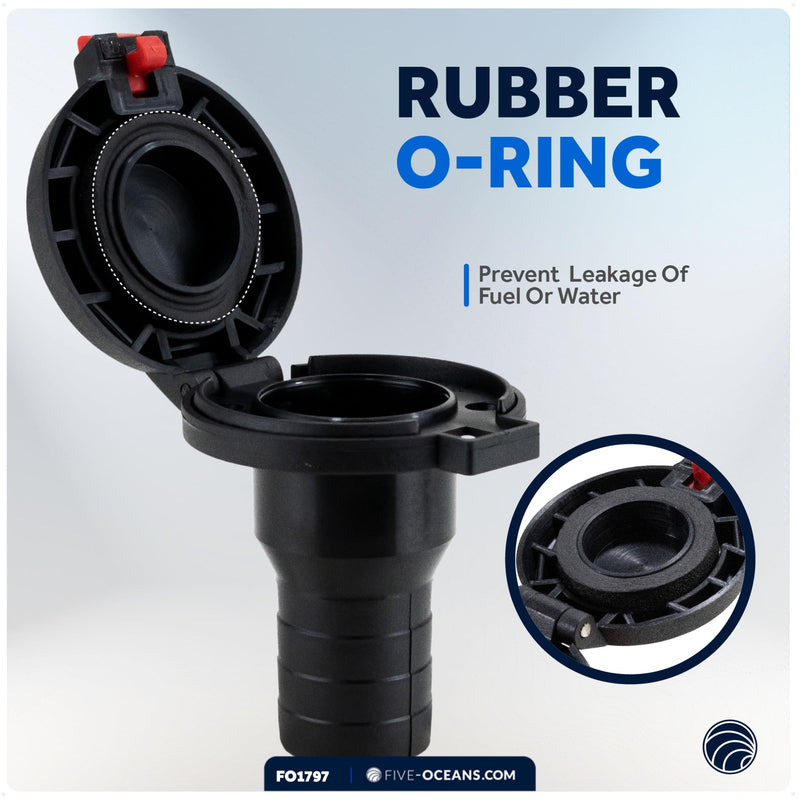 Five Oceans 1-1/2-Inch Marine Deck Fill/Filler, Flip Top Cap Design, Straight Neck, for Pontoon, Fishing, Bass Boats, Sport Yachts, Sailboats - FO1797