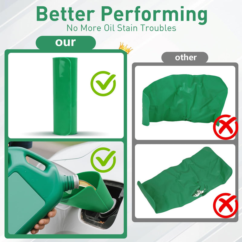Babelshar Foldable Flexible Funnel for Oil Change, Form a Funnel for Automotive Use, Large Flex Oil Filling and Draining Tools, Spill-Free, Easy to Clean, for Lawnmower Motorcycle Snowplow Truck Green