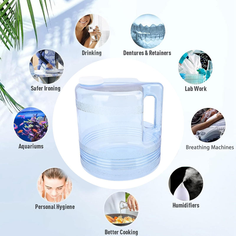 1 Gallon 4L Distilled Water Container, Replacement Distilled Water Jug for Countertop Water Distiller Machine, Home Beauty Plastic Carafe Bottle(1,Blue) 1