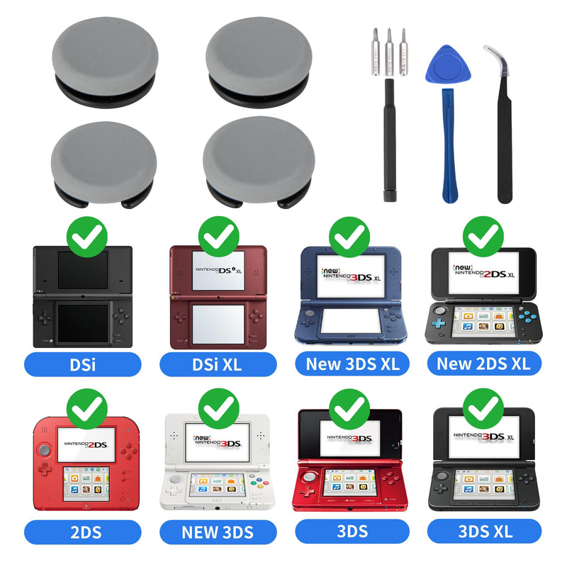 3DS Charger Head Set with USB Wall Charger, Stylus Pens & Repair Tools for Portable Devices Dark Grey Dark Grey/Light Grey