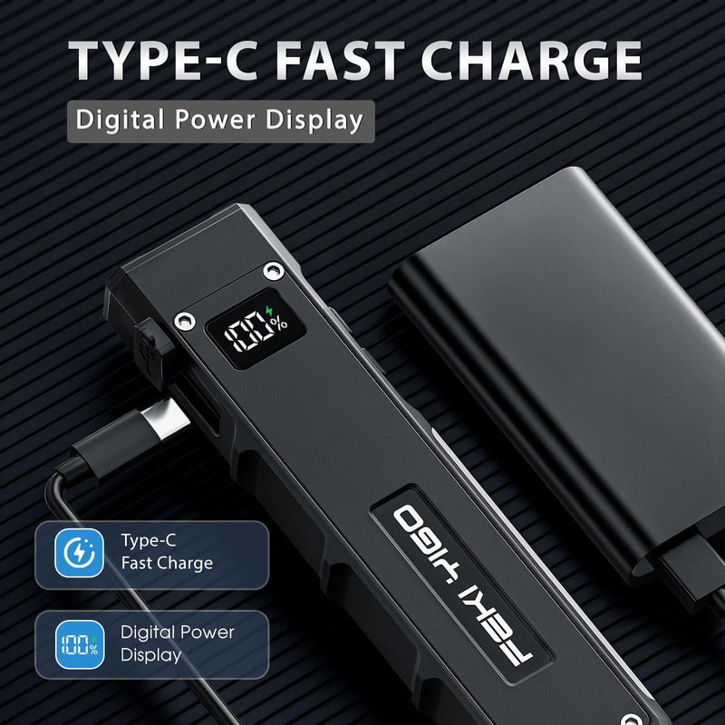 Feki Yigo Flat EDC Flashlight Rechargeable - 1800 Lumens LED Pocket Flashlight with 365nm UV Light, RGB Modes, Magnetic Base, Digital Display,IPX4 Waterproof for Camping, Emergency, Mechanics (Grey) Gray